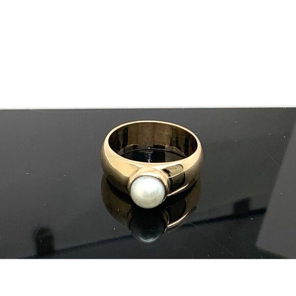 Pearl Cocktail Ring 14k Yellow Gold Estate Jewelry Women's Size 7.25 - Picture 12 of 14